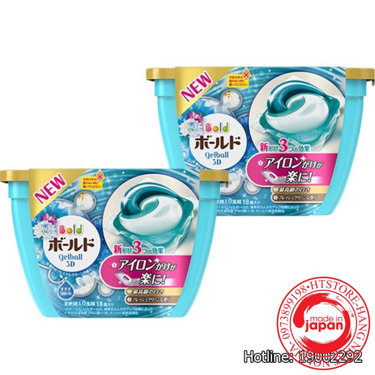 Combo 2 hộp viên giặt Gel Ball 3D 18 viên màu xanh