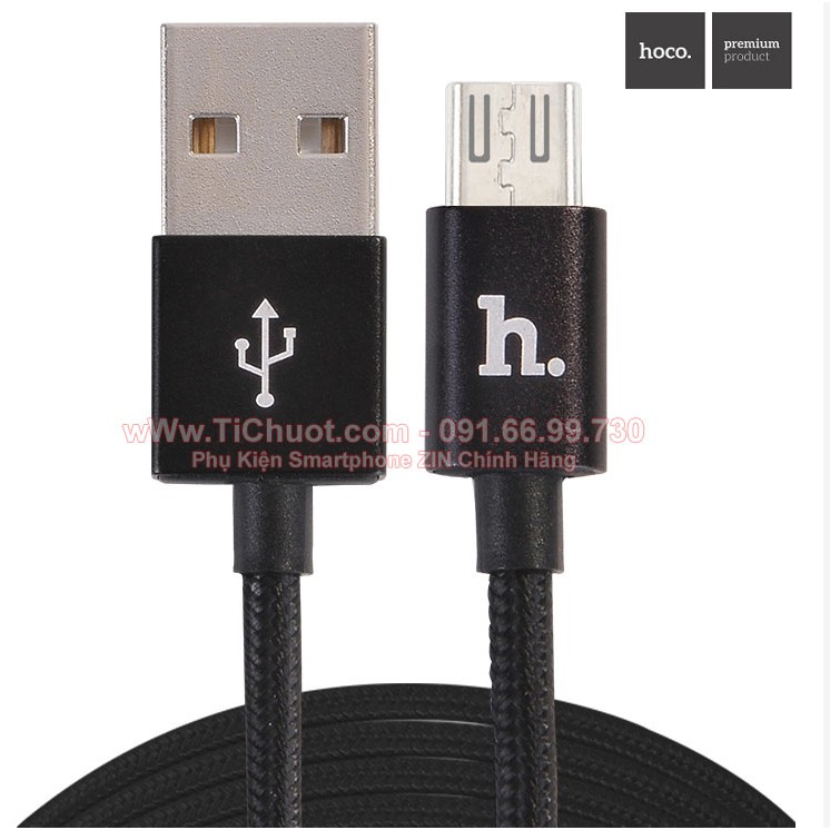 Cáp HOCO UPM05 MicroUSB Metal KNITTED (Đầu bọc nhôm-Dây vải dù)