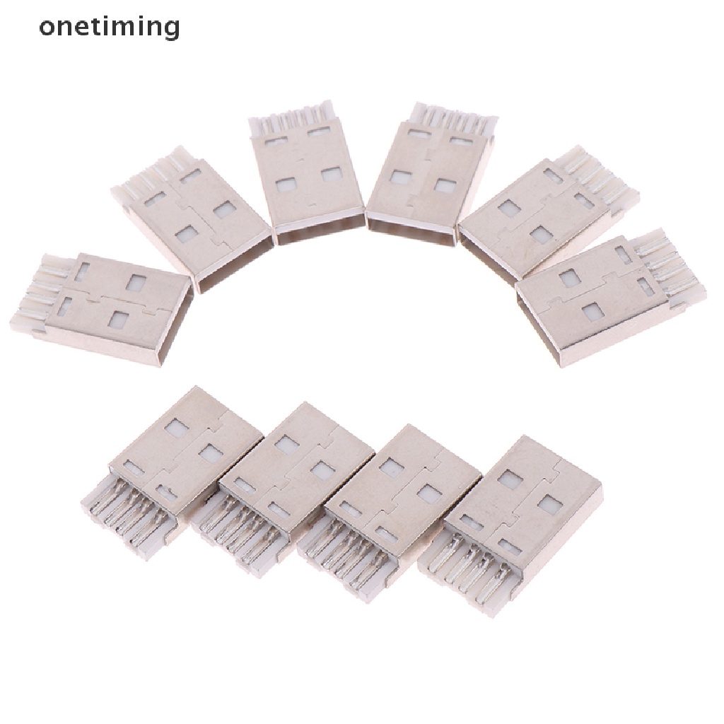 Otvn 10pcs usb 2.0 type a plug 4pin male adapter solder connector copper terminal Jelly