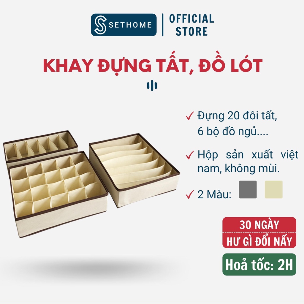 Hộp vải đựng tất, vớ, giỏ vải đựng áo lót, đồ lót, quần áo ngủ, váy ngủ gấp gọn SetHome_Official Store