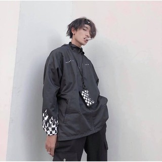 Áo khoác dù caro lửa đen trắng 🔥 freeship toàn quốc 🔥 - unisex cao cấp