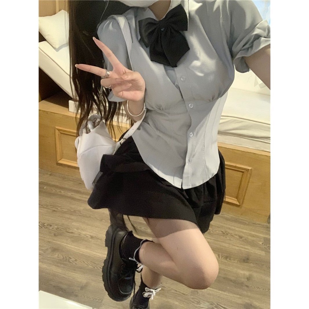 Áo Sơ Mi Tay Phồng 7 Màu Trắng Thiết Kế Chiết Eo Thời Trang Mùa Hè Cho Nữ