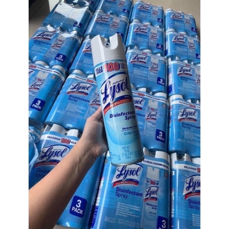 Set 3 chai xịt kháng khuẩn Lysol 538g 1 chai Hàng Mỹ