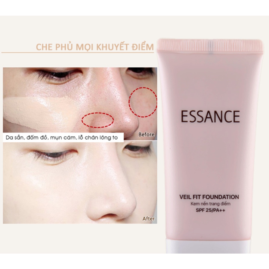 [Sale 30%] Màu 21 Kem nền bền màu che khuyết điểm toàn diện Essance Veil Fit Foundation SPF25 PA++ 30ml | BigBuy360 - bigbuy360.vn