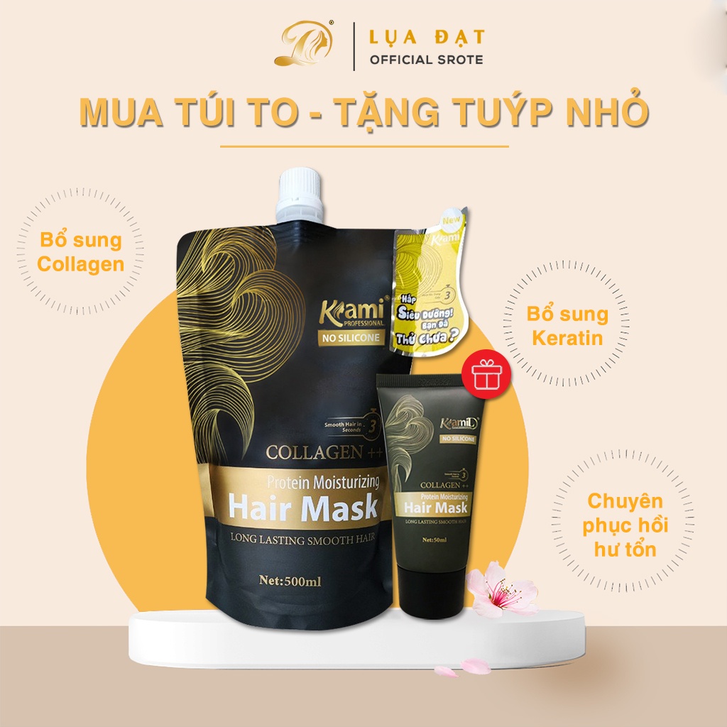 Kem hấp ủ tóc siêu dưỡng collagen Kami phục hồi tóc yếu,hương thơm nước hoa 500ml