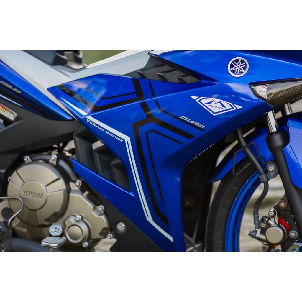 Tem Decal Rời Dán Xe Exciter 150 Mẫu Chỉ Xanh Trắng Đen Chữ MX King Cực Hot, Hàng 3 Lớp Chất Lượng Cao