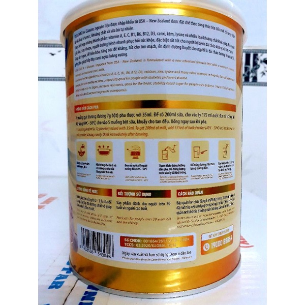 Sữa bột Glusure Lifenutri USA CARE A+ lon 900 gram