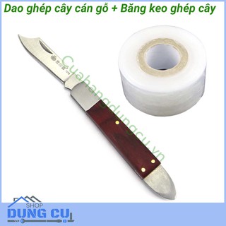 Dao ghép cây cán gỗ kèm băng ghép cành