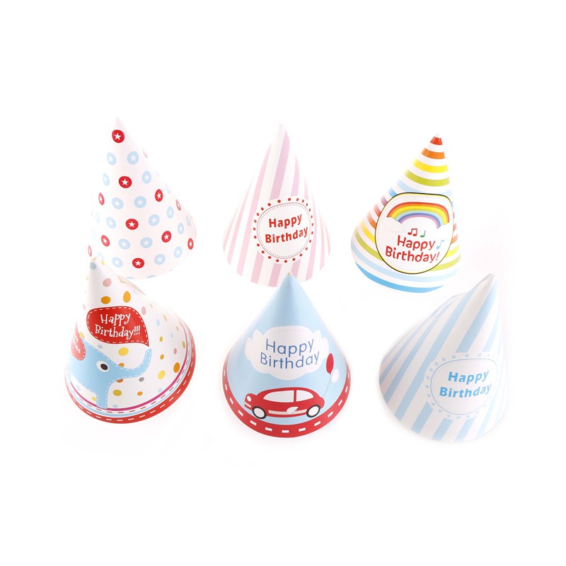 Set 10 Nón Giấy Hình Ngôi Sao / Cầu Vồng / Chữ Happy Birthday