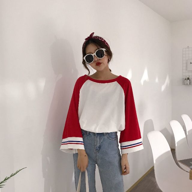 (Có sẵn) Áo t-shirt dài tay phong cách Vintage
