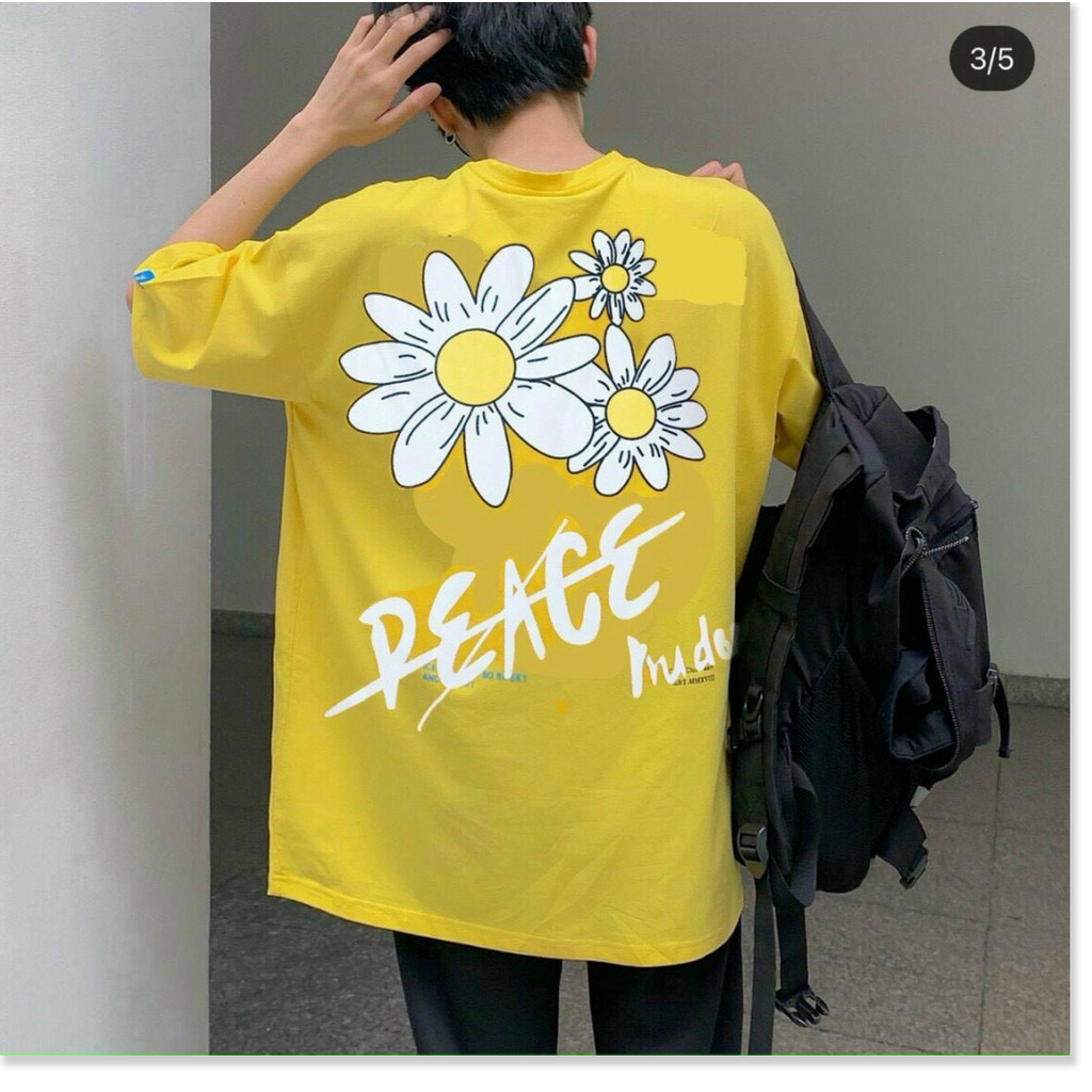 ÁO THUN NAM NỮ FORM RỘNG IN HÌNH HOA HƯỚNG DƯƠNG PEACE SIÊU ĐẸP