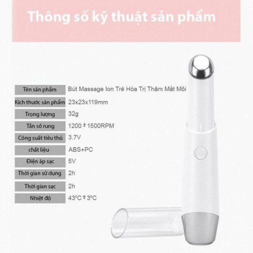 Bút Điện Di massage xóa nhăn trị thâm quầng mắt, môi cao cấp D018