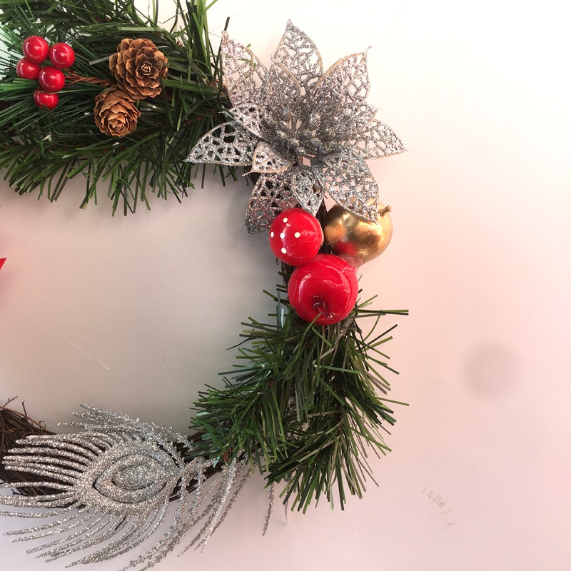 Vòng hoa Noel - Vòng nguyệt quế Giáng sinh D20 kiểu khung vòng rơm