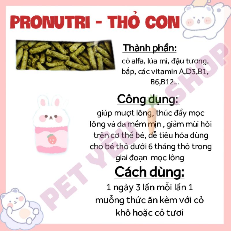 Cỏ nén PRONUTRI❤Date mới ❤Freeship❤ thức ăn làm.đẹp lông cho thỏ con(900gr)