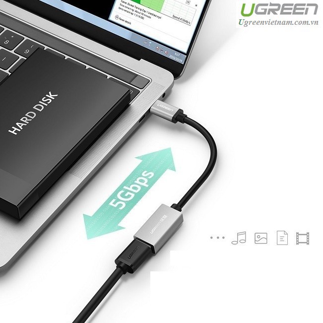 Cáp OTG Type-C ra USB 3.0 chính hãng Ugreen 30646 cao cấp