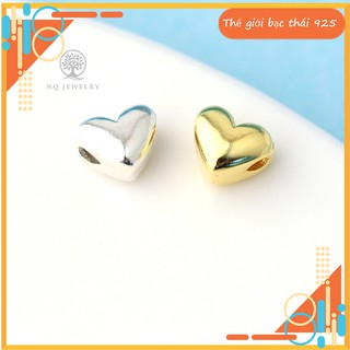 [Charm hot] Charm bạc trái tim xỏ ngang phối vòng hoặc mặt dây chuyền