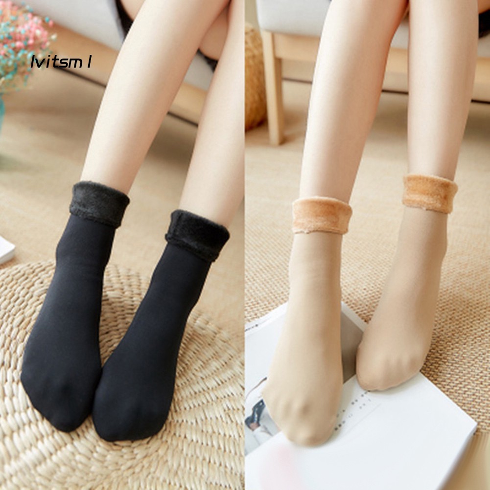 【LTM】Winter Solid Color Women Elastic Thermal Thick Warm Breathable Home Floor Socks