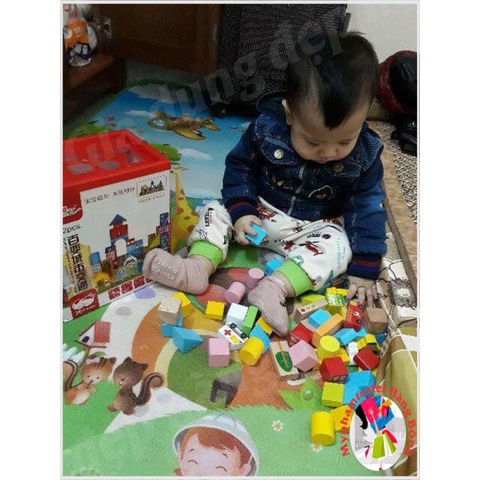 Bộ đồ chơi xếp hình gỗ thành phố 62 chi tiết