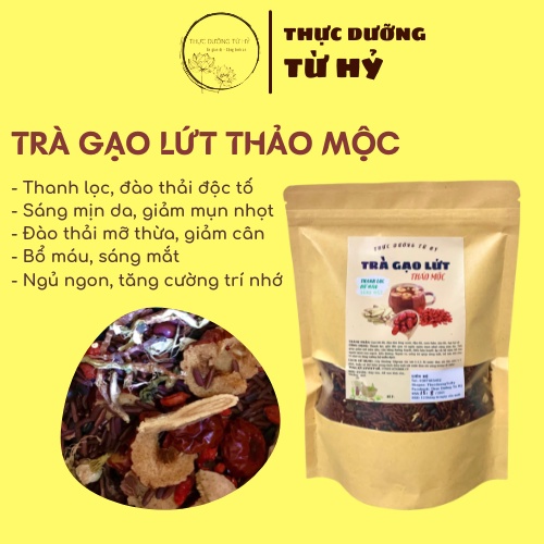 Trà gạo lứt thảo mộc Thực Dưỡng Từ Hỷ, trà thảo mộc giảm cân đẹp da, kỷ tử, táo đỏ, cam thảo