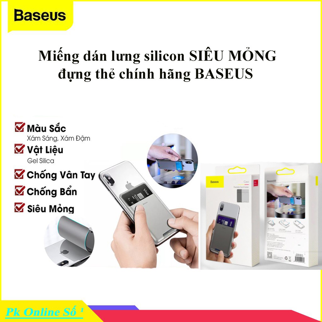 Case đựng thẻ siêu mỏng dùng gắn lưng điện thoại Baseus Back Stick Silicone Card Bag