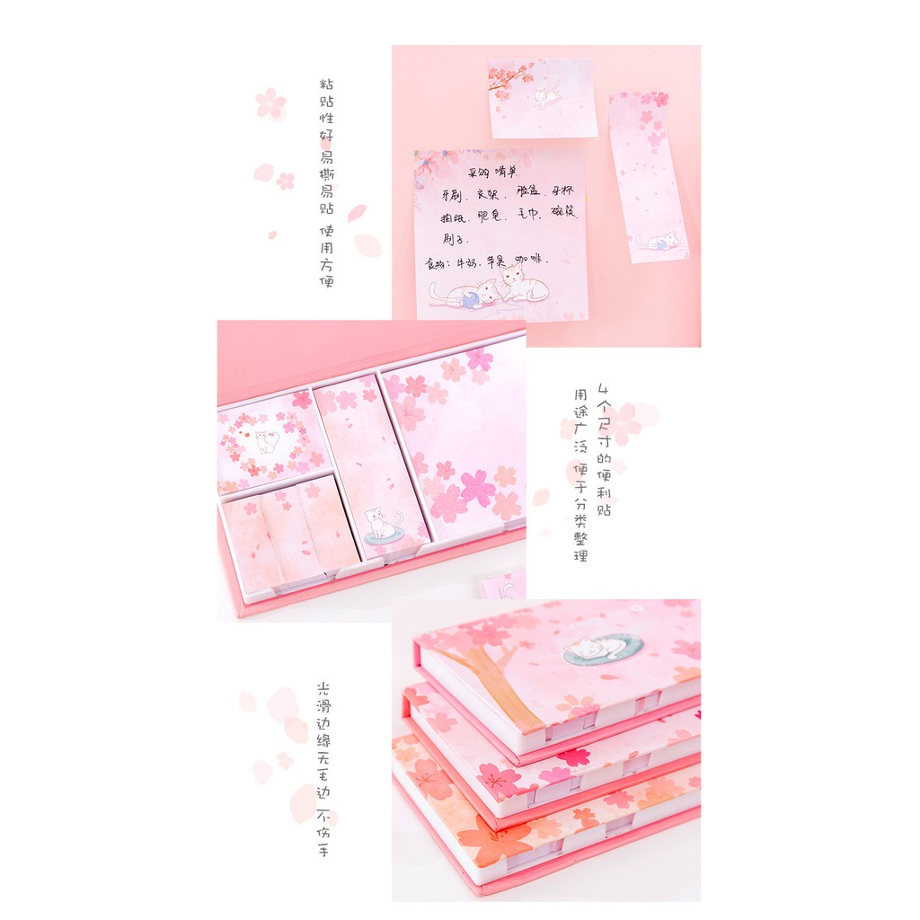 Hộp giấy nhớ, ghi chú, giấy note, giấy giao việc kiểu Hàn Quốc - Hộp 6 loại note ghi chú, bookmark tiện lợi - Corgi Shop