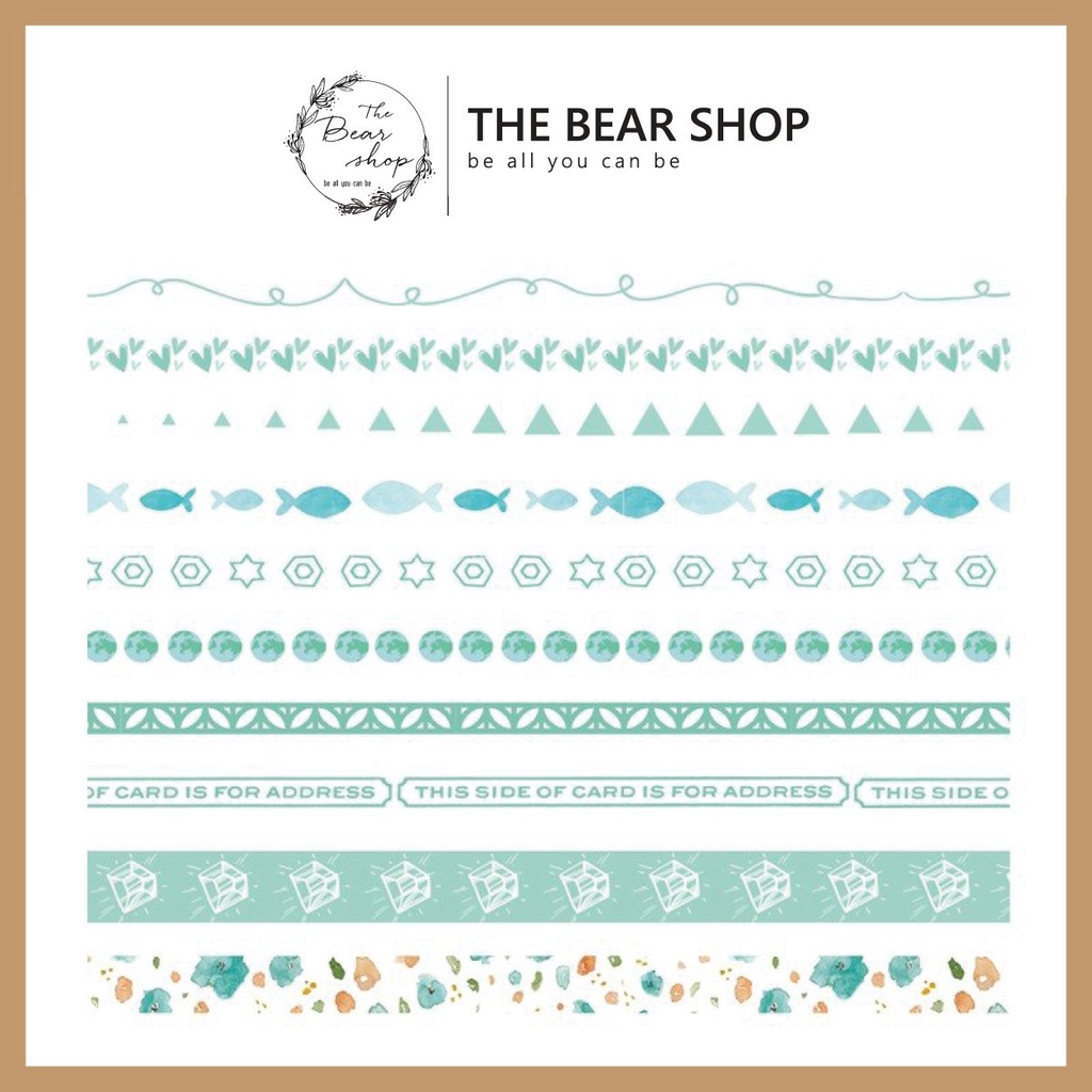 Washi- Set 10 cuộn băng dính washi nhiều màu sắc dùng trang trí scrapbook - Album - Sổ tay quà 8 tháng 3 - The Bear Shop