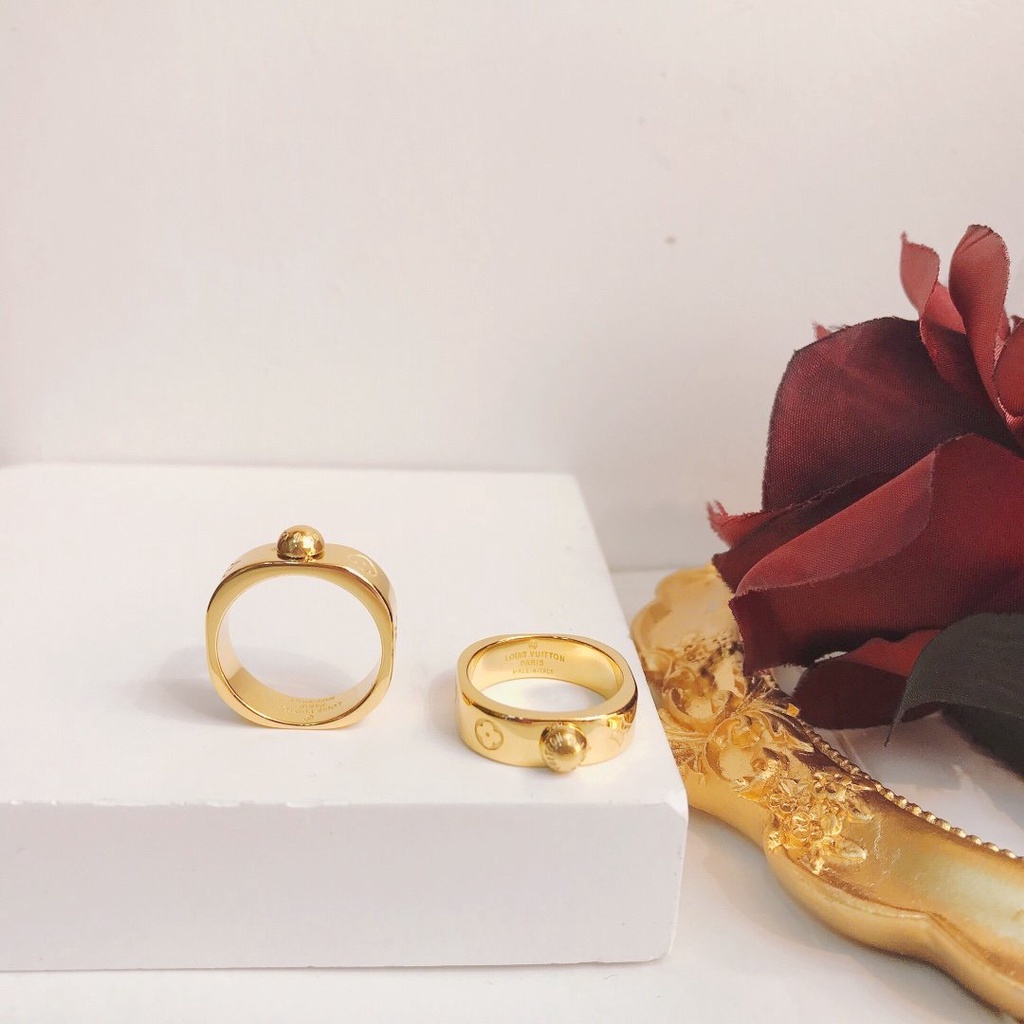 Nhẫn Louis Vuitton Phong Cách Hàn Quốc Đơn Giản Mạ Vàng / Bạc 925 Dành Cho Nữ