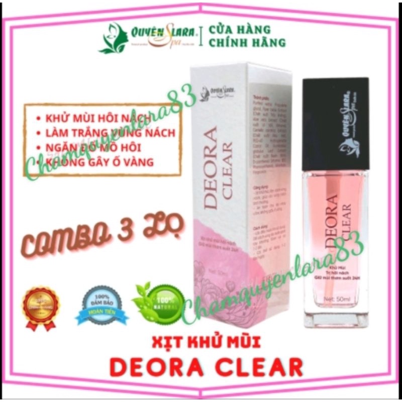Combo 3 lọ xịt khử mùi hôi nách DEORA CLEAR Quyên lara 50ml[chính hãng]