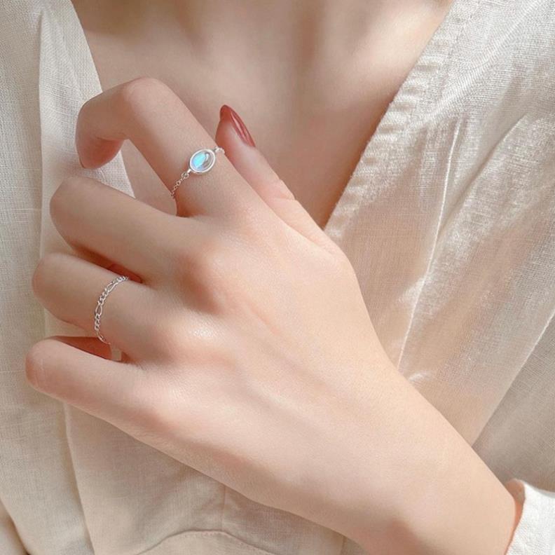 (051) Nhẫn Bạc Sợi Mảnh Dây Mặt Hạt Pha Lê Màu Sắc ✨✨