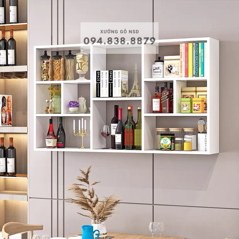 Kệ sách kệ gỗ treo tường gỗ MDF nhập khẩu chống ẩm cao cấp mang phong cách hiện đại tối giản