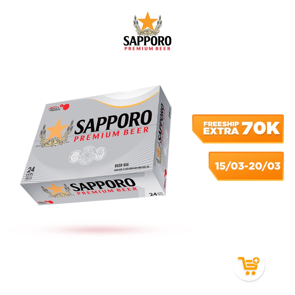 [Freeship Extra 70k] Thùng 24 lon bia Sapporo Premium (330ml/lon)