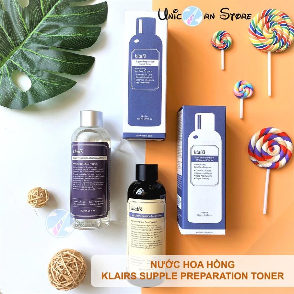 Hàng Hàn- Nước hoa hồng có mùi / không mùi Klairs Supple Preparation Toner 180ml