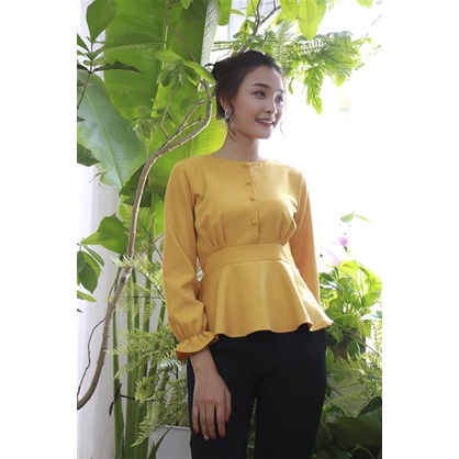 Áo nút bọc 023 tay dài bo xòe giá tốt Váy Lucy