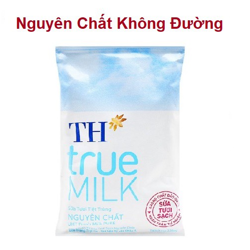 Sữa Tươi Tiệt Trùng TH Túi ít Đường, Có Đường, Nguyên Chất (220ml)