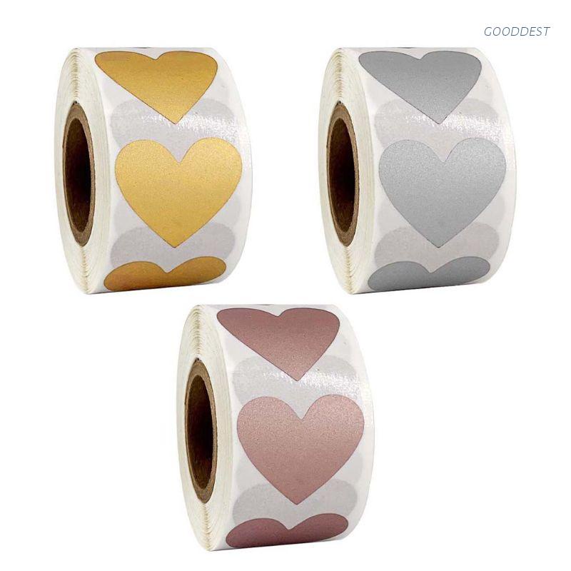 Cuộn 300 Miếng Dán Hình Trái Tim Dùng Trang Trí Thiệp/Sổ Tay