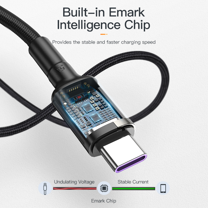 Cáp Sạc Dữ Liệu KUULAA KLX-31 Type C 5A PD100W USB2.0 Cho Huawei Xiaomi
