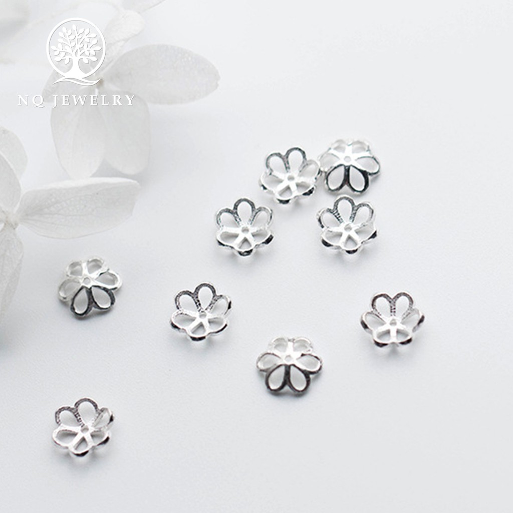 Charm bạc trắng chụp hạt hoạ tiết hoa văn - NQ Jewelry
