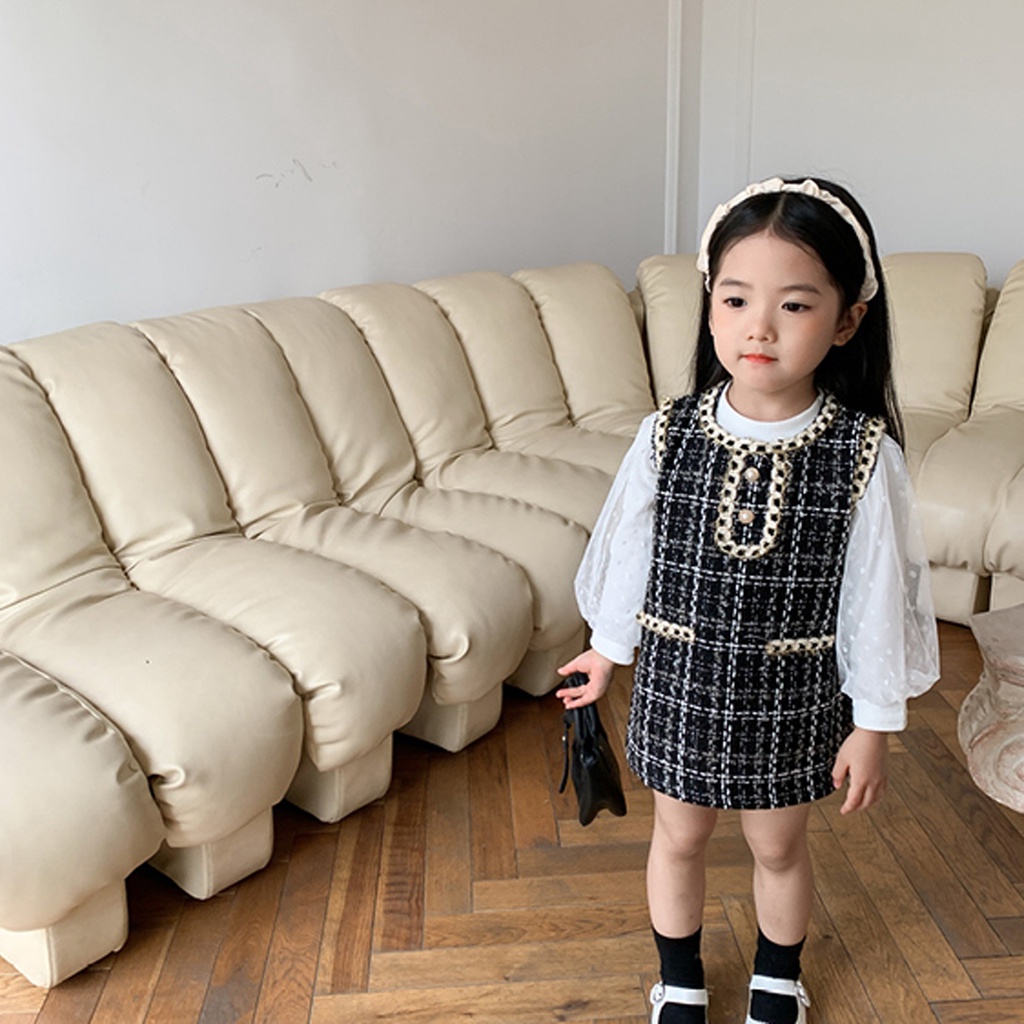 Bộ đầm và áo tay dài  phối lưới dễ thương thời trang cho trẻ em 0-5 tuổi