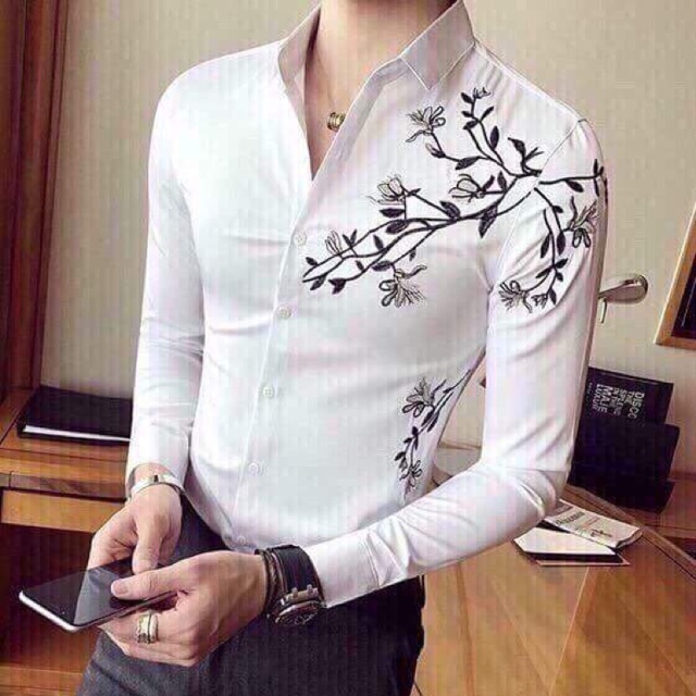 Áo sơ mi nam thêu hoạ tiết cao cấp tcs s020