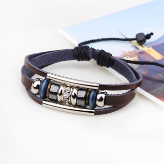 Vòng tay da handmade đính hạt - PK46