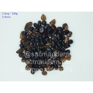 Sỏi thủy tinh trong suốt màu hổ phách trang trí lọ hoa, kích thước 5 - 8mm, 2 lạng ~ 200g