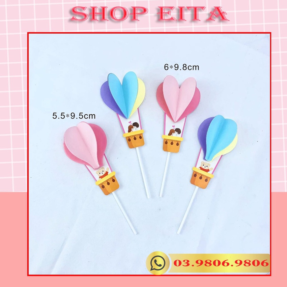 Set cắm khí cầu xếp trang trí bánh kem, trang trí bánh sinh nhật