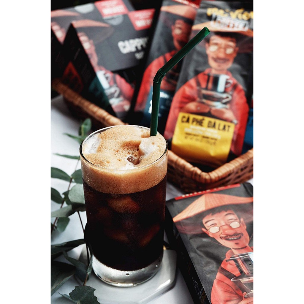 Cà phê Dalat Rang Xay Túi 250g (Cafe Mr Viet Dalat Ground Coffee 250gr Bag)