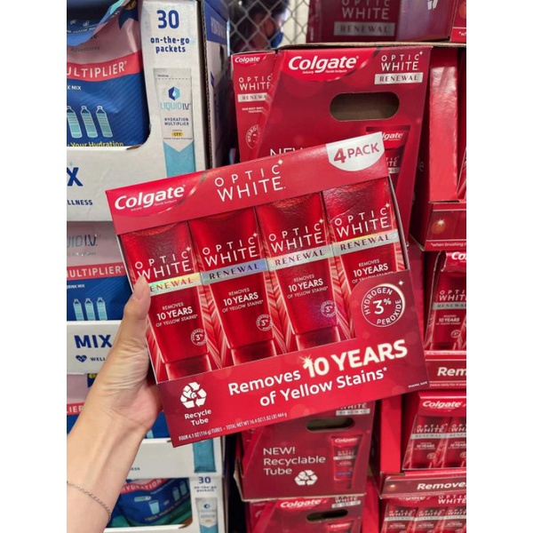 Kem đánh răng Colgate Optic White đỏ Mỹ.