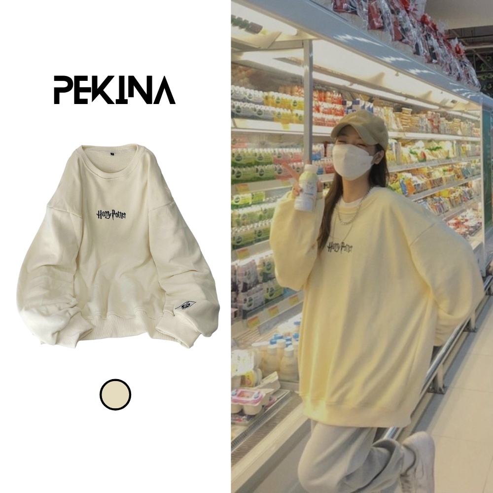 Áo Sweater nỉ thêu Harry Potter tay dài phồng - Oversize Unisex Couple K162