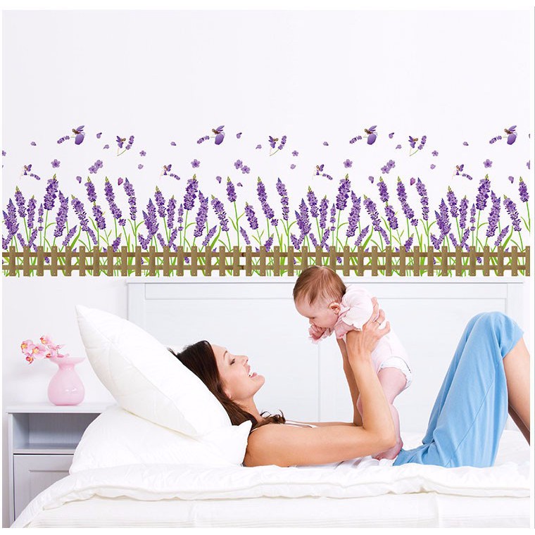 Decal trang trí hàng rào Hoa Lavander Tím