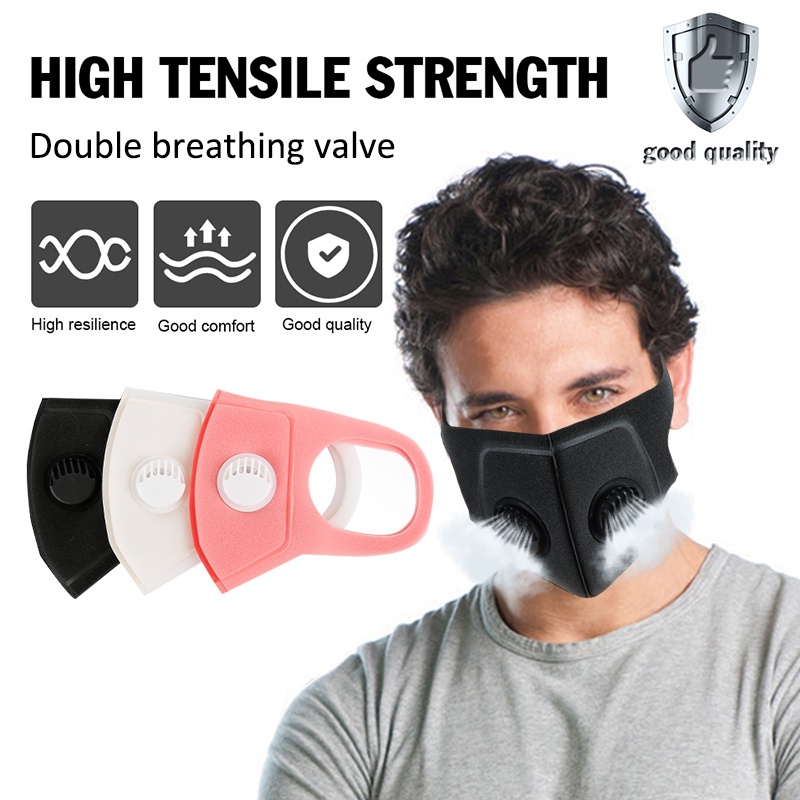 Khẩu trang chống bụi PM có 2 van thở - Màu Đen polyurethane double breathing Màu đen 1pcs Khẩu trang