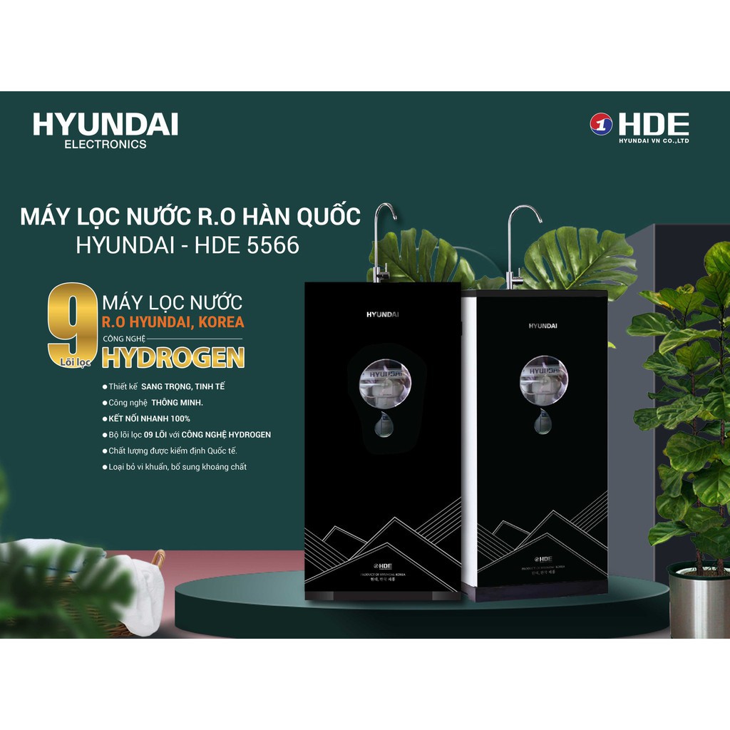 Máy lọc nước Hyundai HDE 5566 RO.9 lõi nhập khẩu công nghệ Hidrogen.