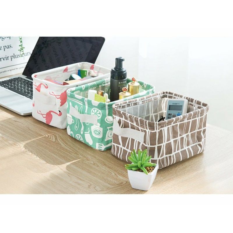 Giỏ Vải Vintage Đựng Đồ Dùng Cá Nhân Để Bàn