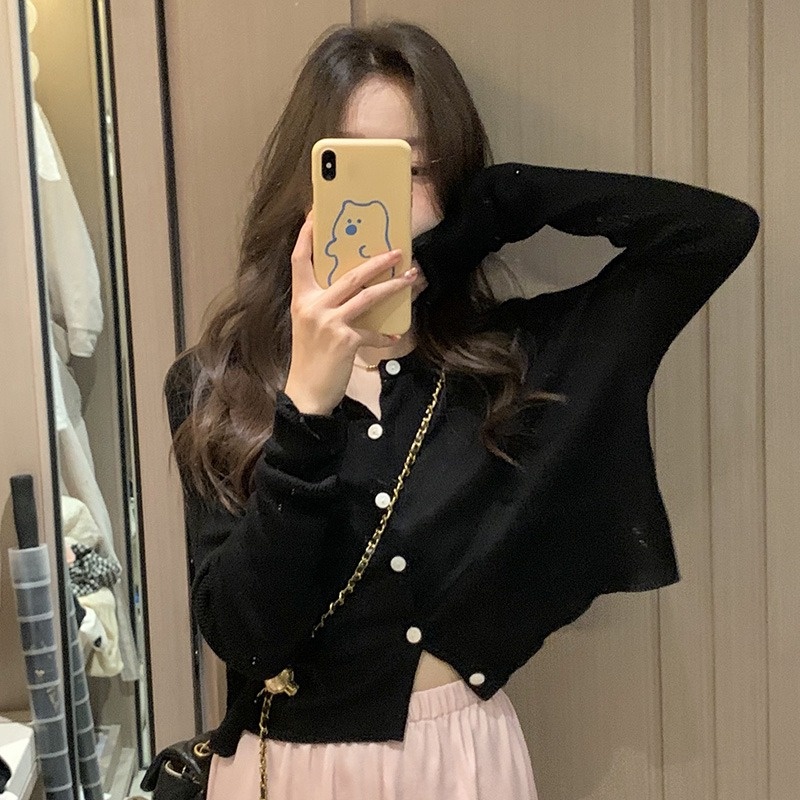 【ZHELIHANGFEI】Áo Khoác Cardigan Dệt Kim Tay Dài Dáng Rộng Chống Nắng Thời Trang Cho Nữ